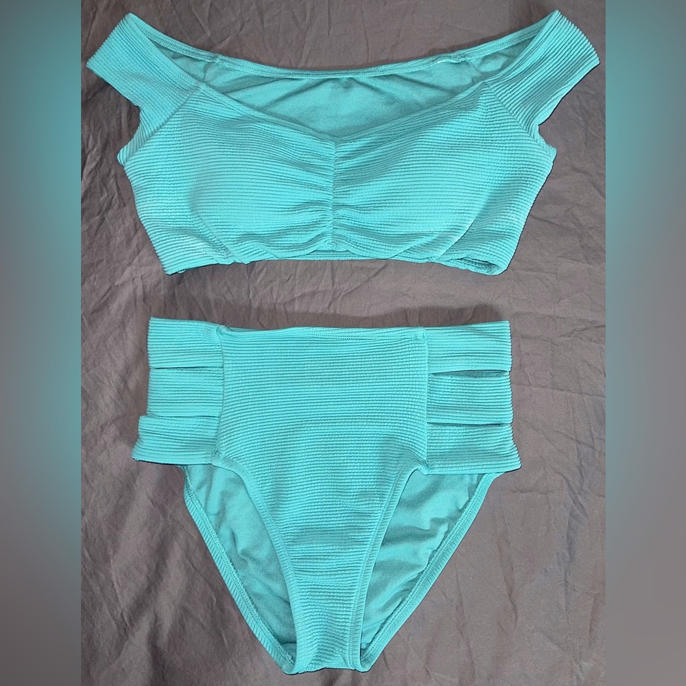 High-waisted Teal Bikini {Size: Small}